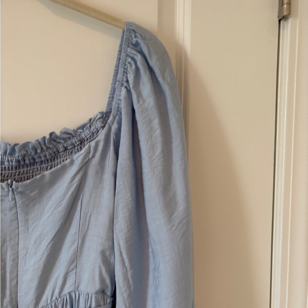 Anna Kaci Blue Shirred Bishop Sleeve Cottagecore Milkmaid MIDI Dress M - Picture 13 of 15